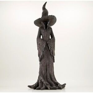Cracker Barrel Witch Figurine Mushroom Hat Bark Texture Halloween Decor New